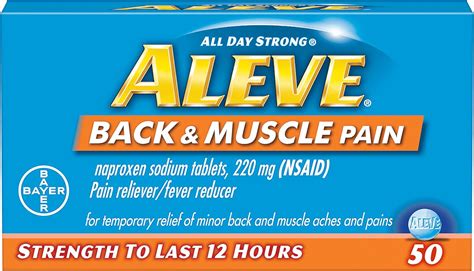 Amazon.com: Aleve Back and Muscle Pain Tablets 50CT : Health & Household