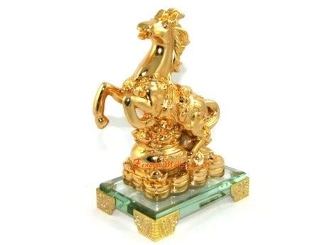 Golden Feng Shui Horse with Wealth Pot :: Feng Shui Product