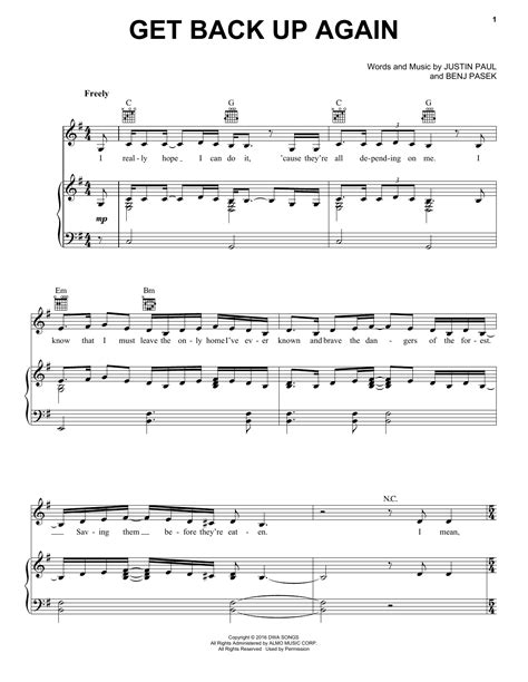 Anna Kendrick "Get Back Up Again (from Trolls)" Sheet Music Notes ...