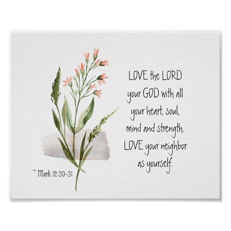 Mark 12:30-31 LOVE the LORD your GOD Poster | Zazzle | Love the lord, Mark 12 30, Christian ...