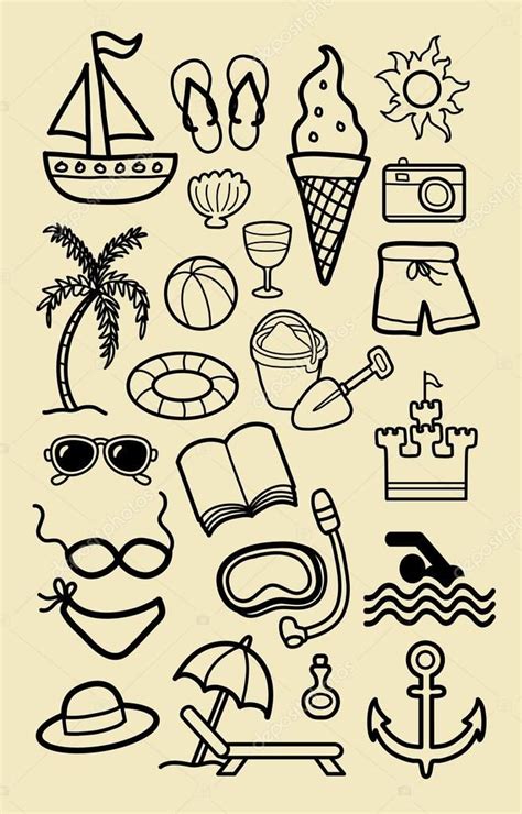 Summer drawings, Beach icon, Doodles