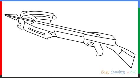 How to draw CROSSBOW step by step for beginners - YouTube