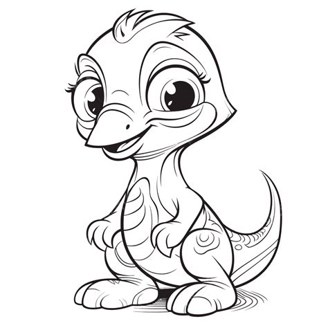 Baby Baby Dinosaur Coloring Pages Outline Sketch Drawing Vector, Raptor ...