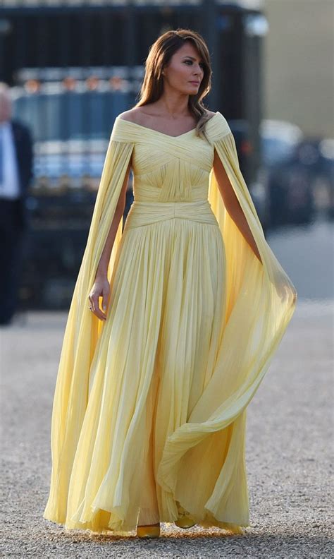 Trump Melania, First Lady Melania Trump, Melania Trump Dress, Yellow Gown, Prom Dresses Yellow ...