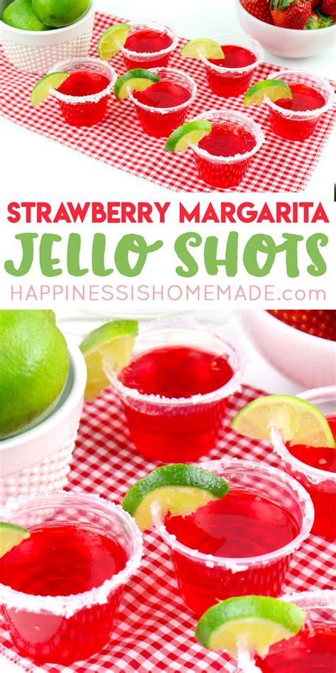 Strawberry Margarita Jello Shots - Happiness is Homemade