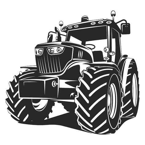 Tractor negro sobre fondo blanco. | Vector Premium