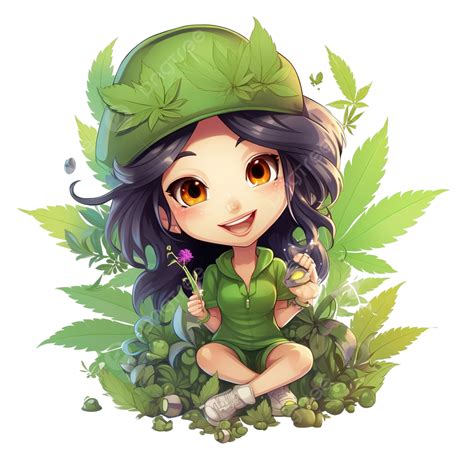 Cute Cartoon Cannabis Marijuana Character Artist, Cute, Cartoon, Cannabis PNG Transparent Image ...