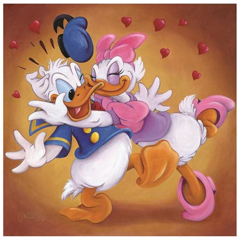 ''Donald and Daisy Kissing'' Giclée by Michelle St.Laurent | Donald and daisy duck, Disney art ...