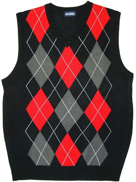 Black/Red Argyle Sweater Vests for Men www.yookstore.com | Argyle sweater vest, Sweater vest ...