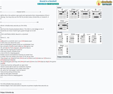 Chord: Bound in a Nutshell - The Lightning Seeds - tab, song lyric, sheet, guitar, ukulele ...