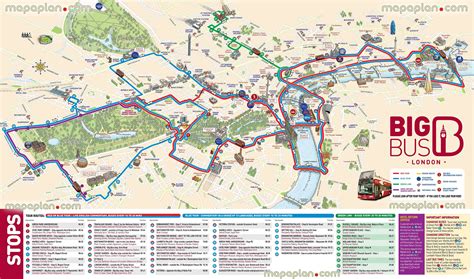 London map - Big Bus Tour London hop-on hop-off stops map - Double ...