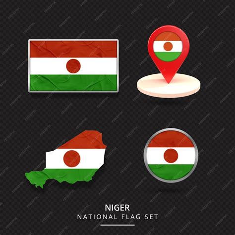 Premium PSD | Niger national flag map location element design