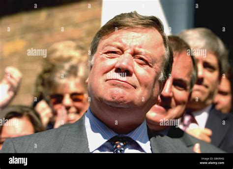 Conservative MP Ken Clarke receives the applause of his supporters as he stands on the steps of ...