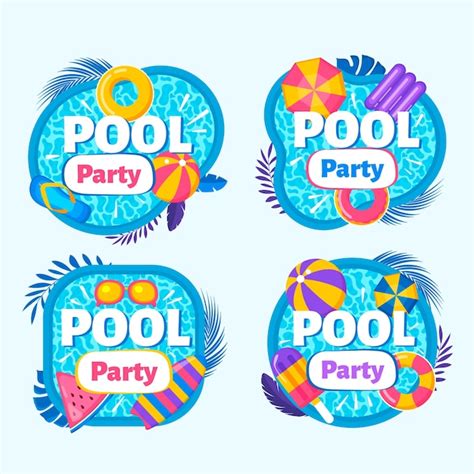 Free Vector | Flat design pool party labels template