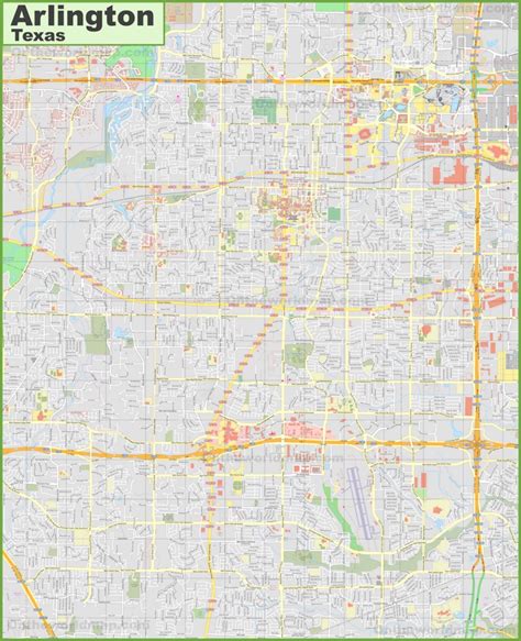 Large detailed map of Arlington (Texas) - Ontheworldmap.com