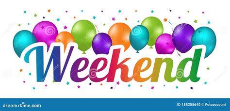 Weekend Party Banner - Colorful Vector Illustration with Balloons and ...