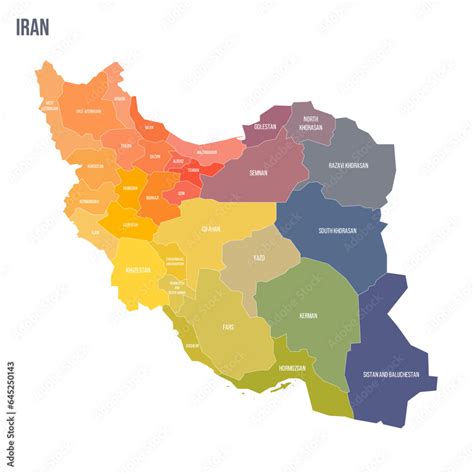 Iran political map of administrative divisions - provinces. Colorful ...