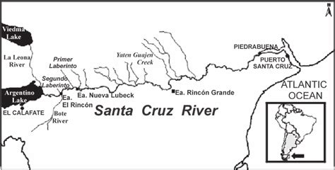 Location of the Santa Cruz River and tributaries in southern Patagonia ...