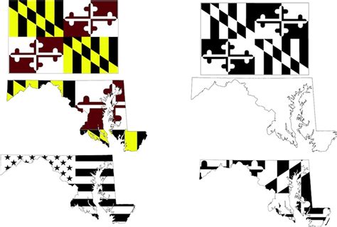 Maryland Flag State Outline Vector File SVG ai png dxf eps | Etsy