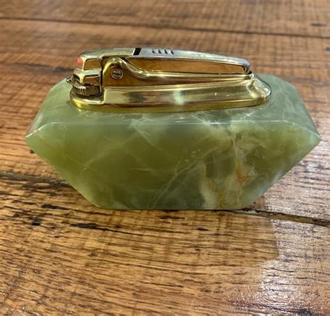 Vintage Green Marble Table Top Lighter | Etsy