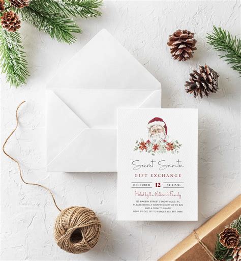 Secret Santa Invitation Secret Santa Template Christmas Gift - Etsy