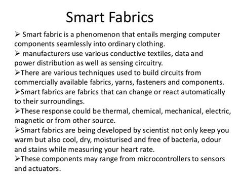 Smart fabrics by radhika ...loyola academy...