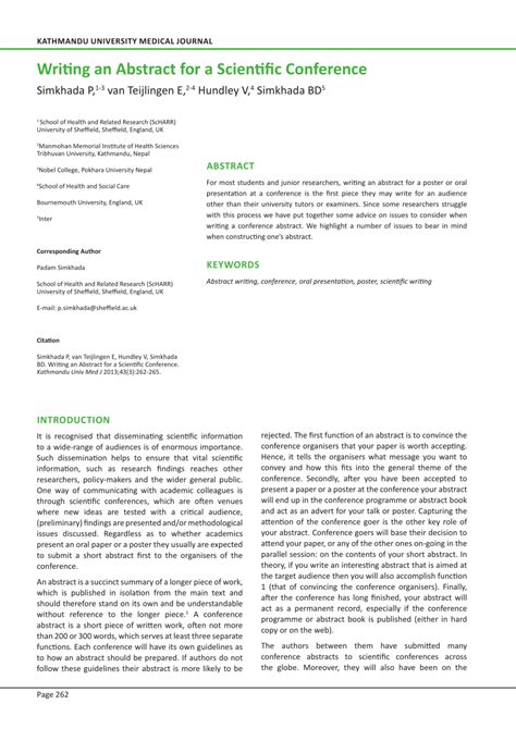 (PDF) Writing an Abstract for a Scientific Conference