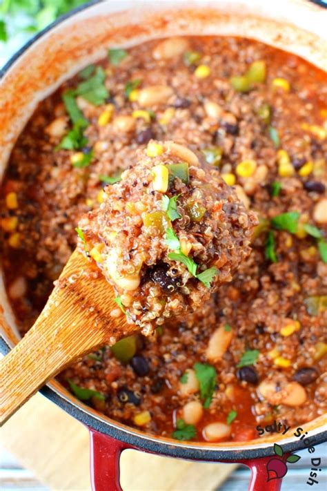 Black Bean Quinoa Chili - Slow Cook or Stovetop | Salty Side Dish