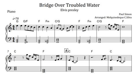 Elvis Presley - Bridge Over Troubled Water - Arranged for solo piano ...