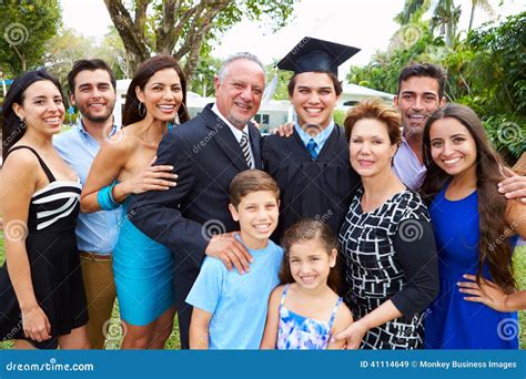 Hispanic Student and Family Celebrating Graduation Stock Image - Image ...