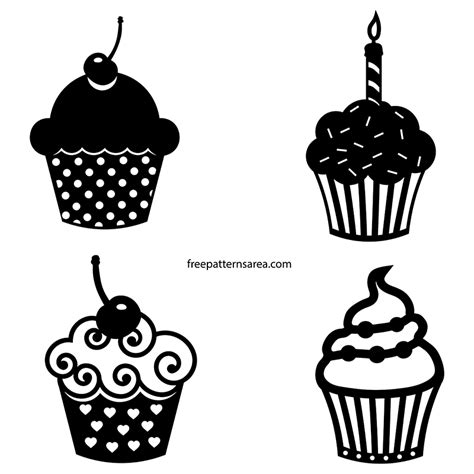 Free SVG Cupcakes Silhouette Vector