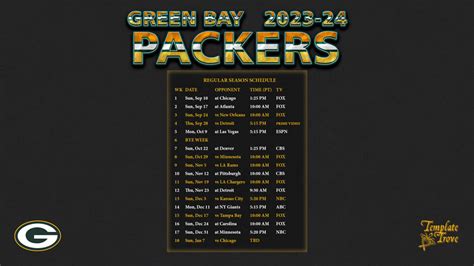 2023-2024 Green Bay Packers Wallpaper Schedule