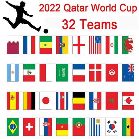 30ft 2022 Qatar World Cup 32 Team Flag Football Banner Bunting Bar ...