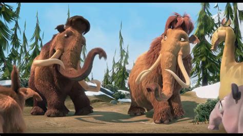 Cute! Manny, the mammoth, is even more nervous than his pregnant wife ...