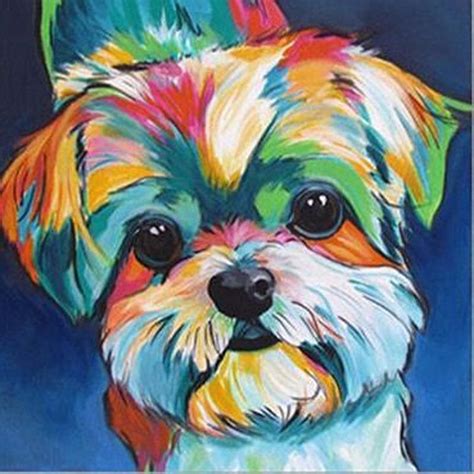 Yorkie Colors Diamond Painting Kit - DIY | Colorful dog paintings, Dog ...