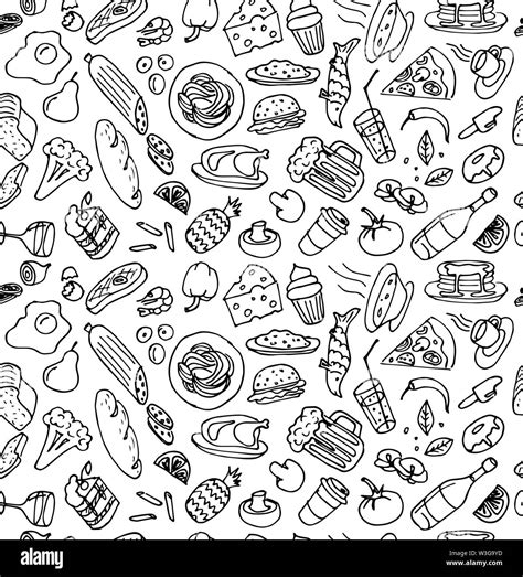 CHEF Doodle Vector Restaurant Menu Food Doodle Icons | lupon.gov.ph