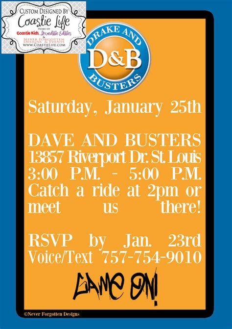 View Dave And Busters Party Invitations Pics | US Invitation Template