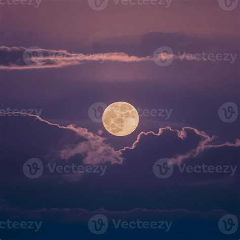 AI generated Image Shiny full moon shines through cirrostratus clouds ...