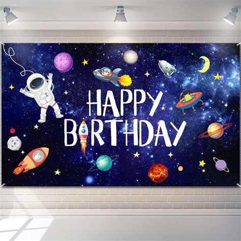 Buy Outer Space Happy Birthday Photography Background Astronaut Rocket Backdrop Banner Astrology ...