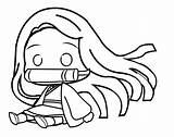 Chibi Nezuko Coloring Pages Cute  Free Printable Templates sketch template