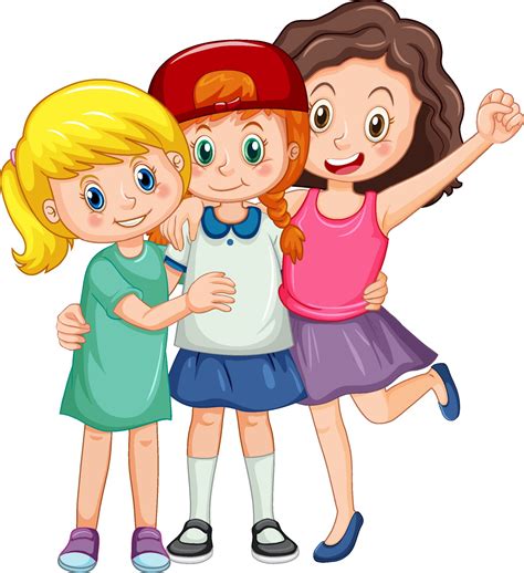 personaje de dibujos animados de tres chicas lindas 3214917 Vector en Vecteezy