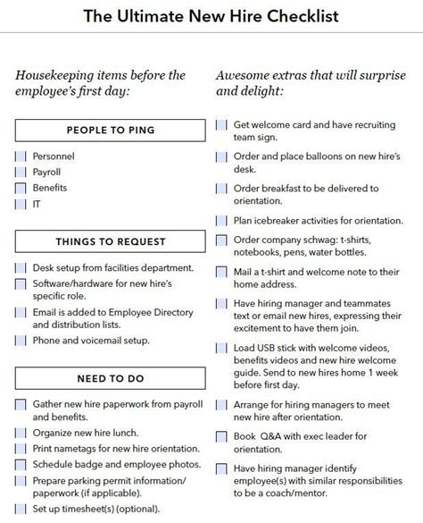 Onboarding checklist, Onboarding new employees, New employee