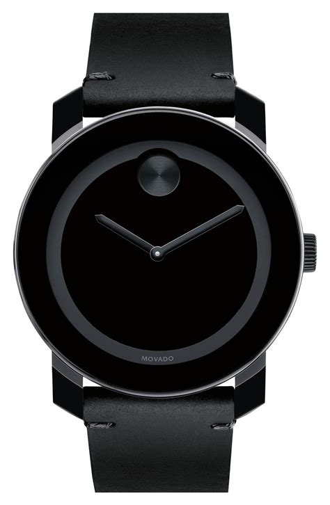 Movado 'Bold' Leather Strap Watch, 42mm | Nordstrom