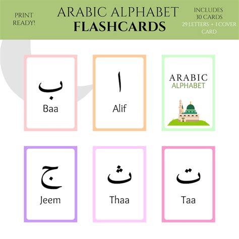 Arabic Alphabet Flashcards Kids Learning Cards Arabic - Etsy