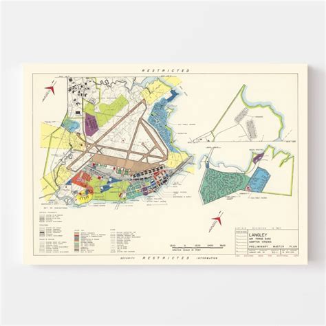 Vintage Map of Langley Air Force Base, 1951 by Ted's Vintage Art