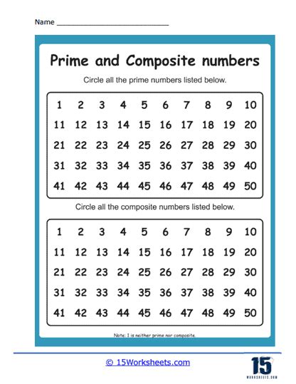 Prime and Composite Numbers Worksheets - 15 Worksheets.com