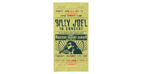 Billy Joel Magnet, 1978 MSG Ticket