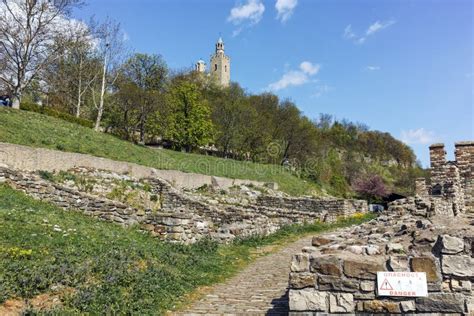 VELIKO TARNOVO, BULGARIA - 9 APRIL 2017: Ruins of Medieval Fortress Tsarevets, Veliko Tarnovo ...