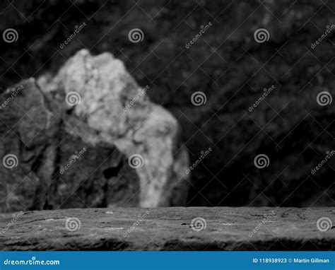 A Forground Rock Display Shelf Stock Image - Image of black, empty: 118938923