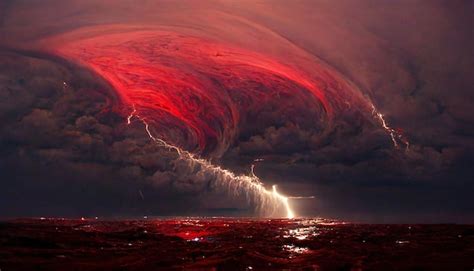 Premium Photo | Red lightning storm